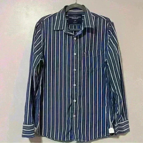 American Eagle Outfitters Other - American Eagle Shirt Mens Size Large Vintage Fit Blue Striped Long Sleeve